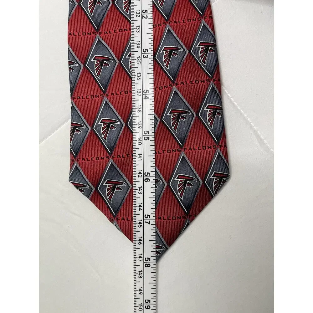 Atlanta Falcons NFL 100% Silk Necktie Red Gray Team Logo Geometric Men's Tie